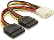 Strom-Adapterkabel für SATA HDD  2x SATA 15-pol. Stecker/5.25" NT-Stecker