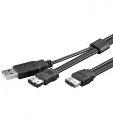 eSATAp Anschlusskabel   Power-over-eSATA Y-Kabel  USB/eSATAp Stecker, 200cm