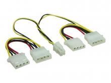 Y-Kabel für Netzteil Stromverteilung  2x 5.25" Stecker / 2x 5.25" Buchse / 1x 4-pol. MB-Buchse ATX12V