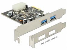 Delock USB 3.0 Karte  2x USB-Ports extern  mit LowProfile Slotblende, PCIe