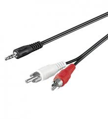 Multimedia Kabel  Audio  3 Meter 1x Klinken-Stecker 3.5mm stereo / 2x Cinch-Stecker