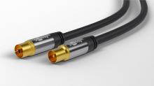 Antennen Anschlusskabel  2 Meter (135 dB typ) Koaxial Stecker/Kupplung 4-fach geschirmt, schwarz, High Quality