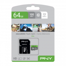 PNY  64GB microSDHC UHS-I Flash-Speicherkarte inklusive SD-Adapter, Class 10