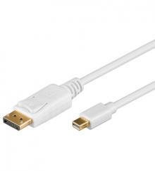 Mini DisplayPort / DisplayPort Kabel 2 Meter 1x Mini DP Stecker / 1x DP Stecker, weiss