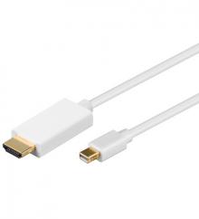 Mini DisplayPort - HDMI Anschlusskabel 1 Meter 1x Mini-DP Stecker / HDMI+ A Stecker, weiss