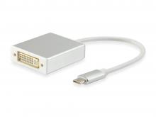 USB C/DVI Konverter - USB 3.1 Typ C-Stecker > DVI Buchse, 15cm, weiß/silber