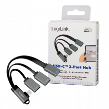 USB C Hub 3-Port - USB 3.1 Typ C-Stecker 90° > 2x USB 2.0 + 1x USB 3.0 A-Buchse