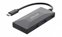 USB C Active-Hub 5-Port - USB 3.1 Typ C-Stecker > 3x USB 3.0 A-Buchse + 2x USB C-Buchse mit NT