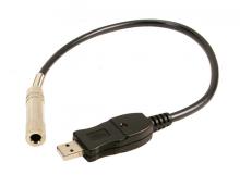 USB 2.0 - Audio Adapter Konverter  1x USB-A Stecker / 1x Klinkenbuchse 6.3mm mono, ca. 40cm, für Gitarren & Bässe
