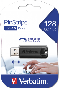 Verbatim USB-Stick PinStripe 128GB USB 3.0, schwarz
