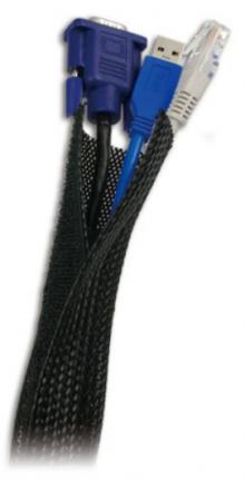 Kabelschlauch flexibles Gewebe mit Klettverschluss, max. 32mm Durchmesser, 1.8m schwarz