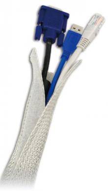 Kabelschlauch flexibles Gewebe mit Klettverschluss, max. 32mm Durchmesser, 1.8m silber-grau